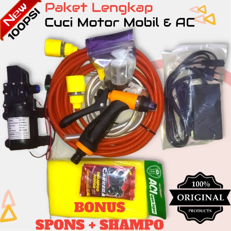 Paket A Lengkap Pompa Air High Pressure Cuci AC | Cuci Motor Mobil