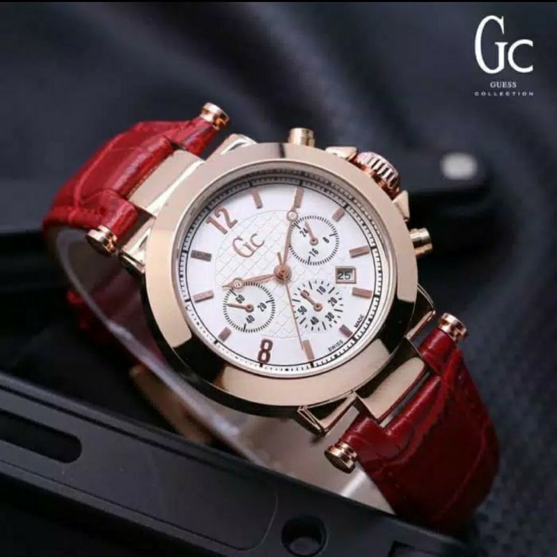 Jam Tangan Pria / Wanita GC Guess Collection Chrono Kulit Quartz Analog GC001 Import Premium GC001/ C1-1