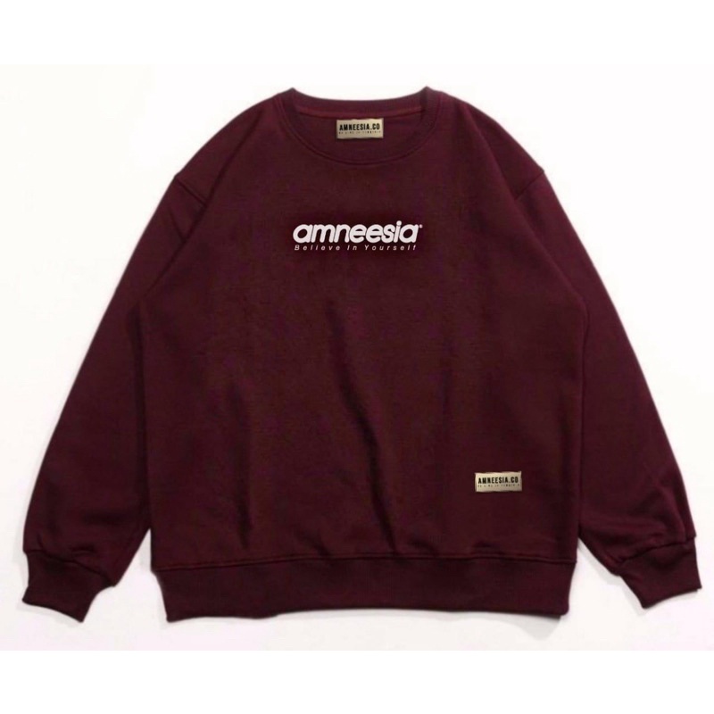 (BISA COD) AMNEESIA Crewneck Ori Bordir Sweater Jaket Hoodie Pria Wanita Premium Hodie Switer Suiter