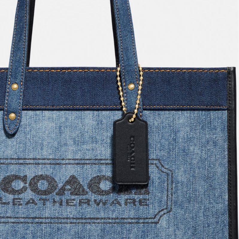 Coach Field Tote 30 With Coach Badge Blue (C89163)