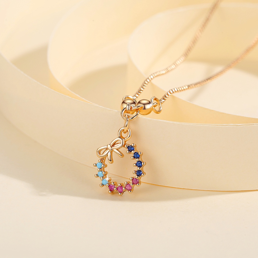 Y635 【COD】 Kalung Lingkaran Liontin Wanita Permata Perhiasan Lapis Emas Permata Liontin Perhiasan Kalung Anti Karat
