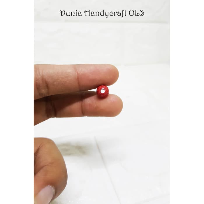 DIY Stockis 8 mm Corak Kayu Bahan Kerajinan Tangan Charm Gelang Kalung - Merah