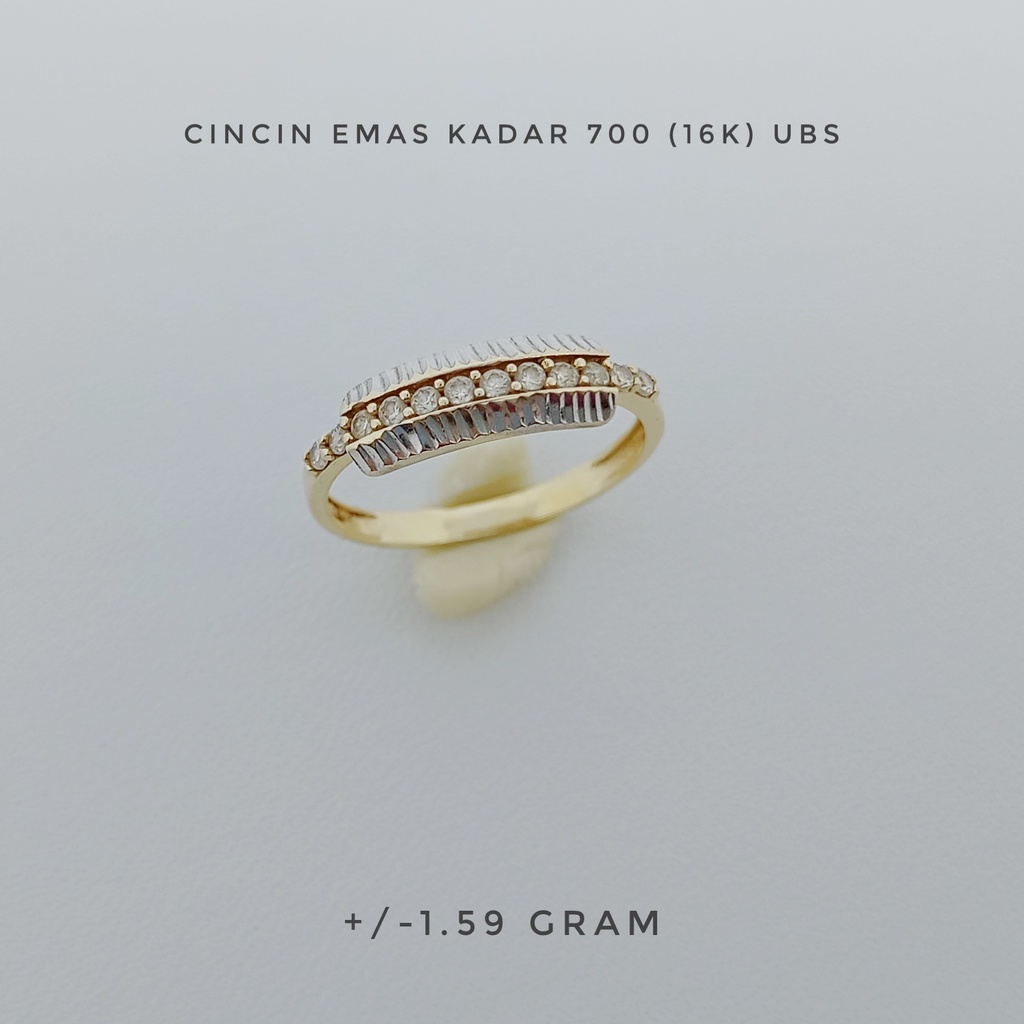 Cincin Emas Kadar 700 (16K) UBS Berat +/- 1.59 gram