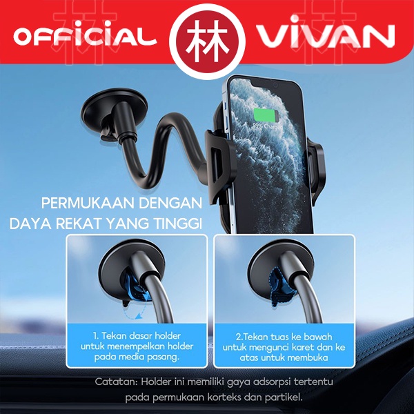 VIVAN Car Holder CHS11 Rotasi 360° Smart Lock Untuk 4.0-6.5 Inch