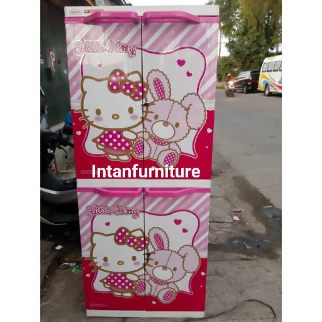 LEMARI PLASTIK HELLO KITTY ,LEMARI PAKAIAN