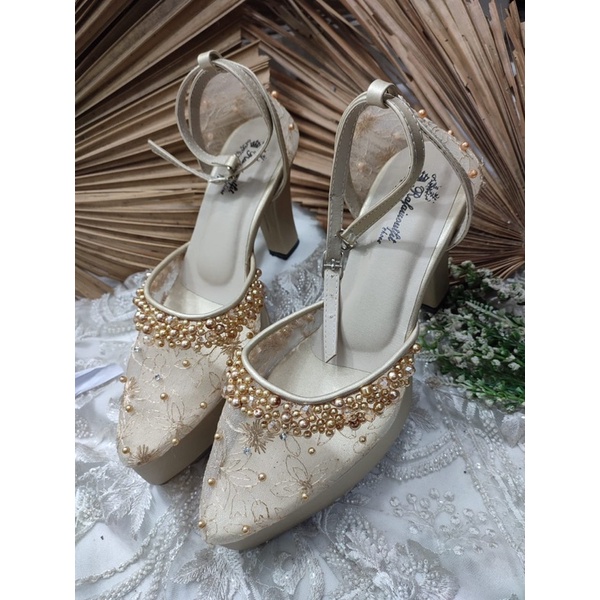 sepatu wanita wedding zarvanes gold 10cm tahu