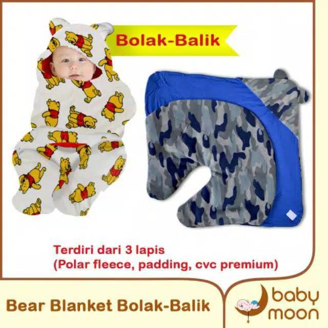 Bear blanket dita Selimut bayi lembut Bolak balik selimut fleece selimut anak jaket anak baby cape