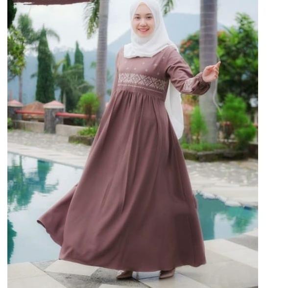 Oke Price.. DZIFA DRESS GAMIS BORDIR PREMIUM REALPICT ITYCREPE KUALITAS TERBAIK