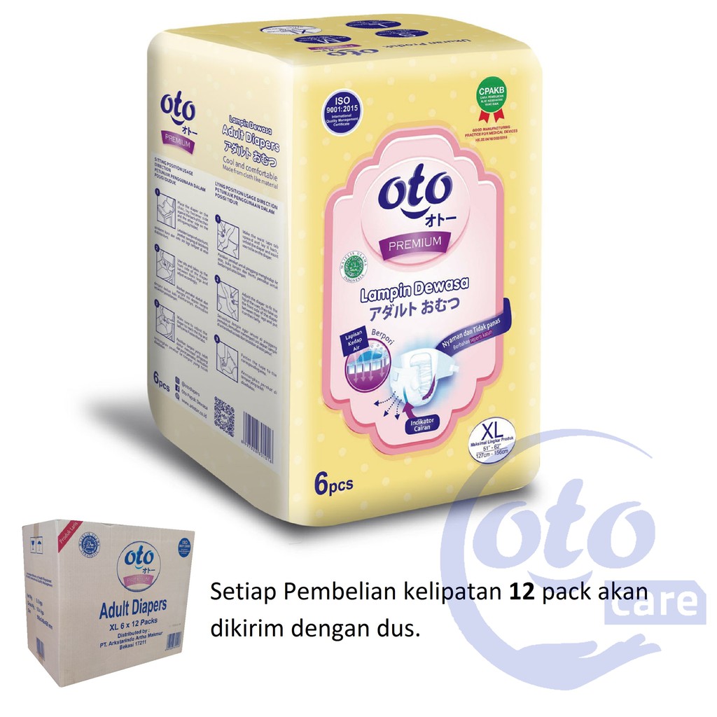 OTO Popok Dewasa PREMIUM ( Daya Serap Lebih Banyak ) Lem Perekat Adult Diapers XL isi 6 pcs