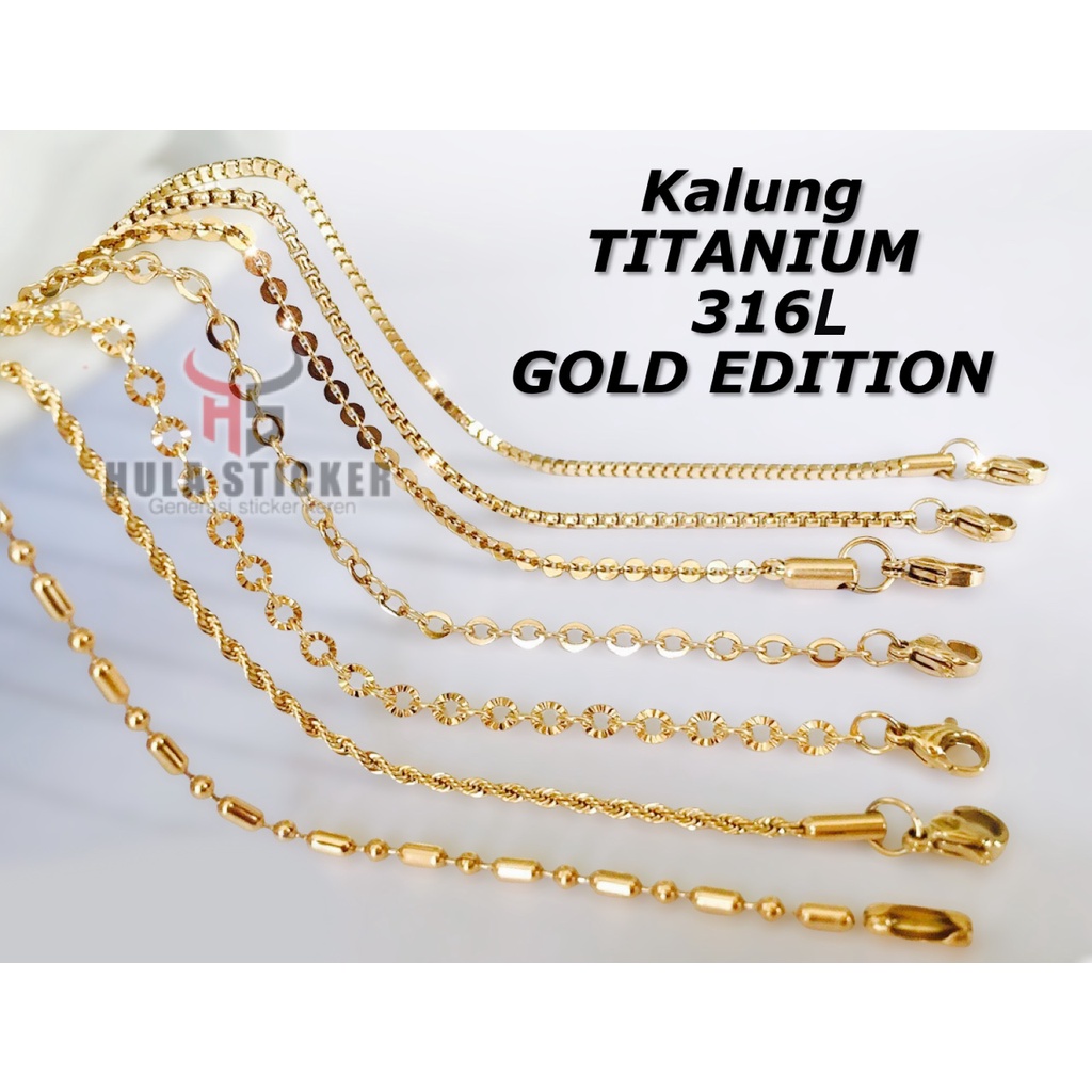 Kalung Titanium Wanita Pria Stainless 316L Premium High Quality Anti Karat - Kalung Rantai Pendant [GOLD]