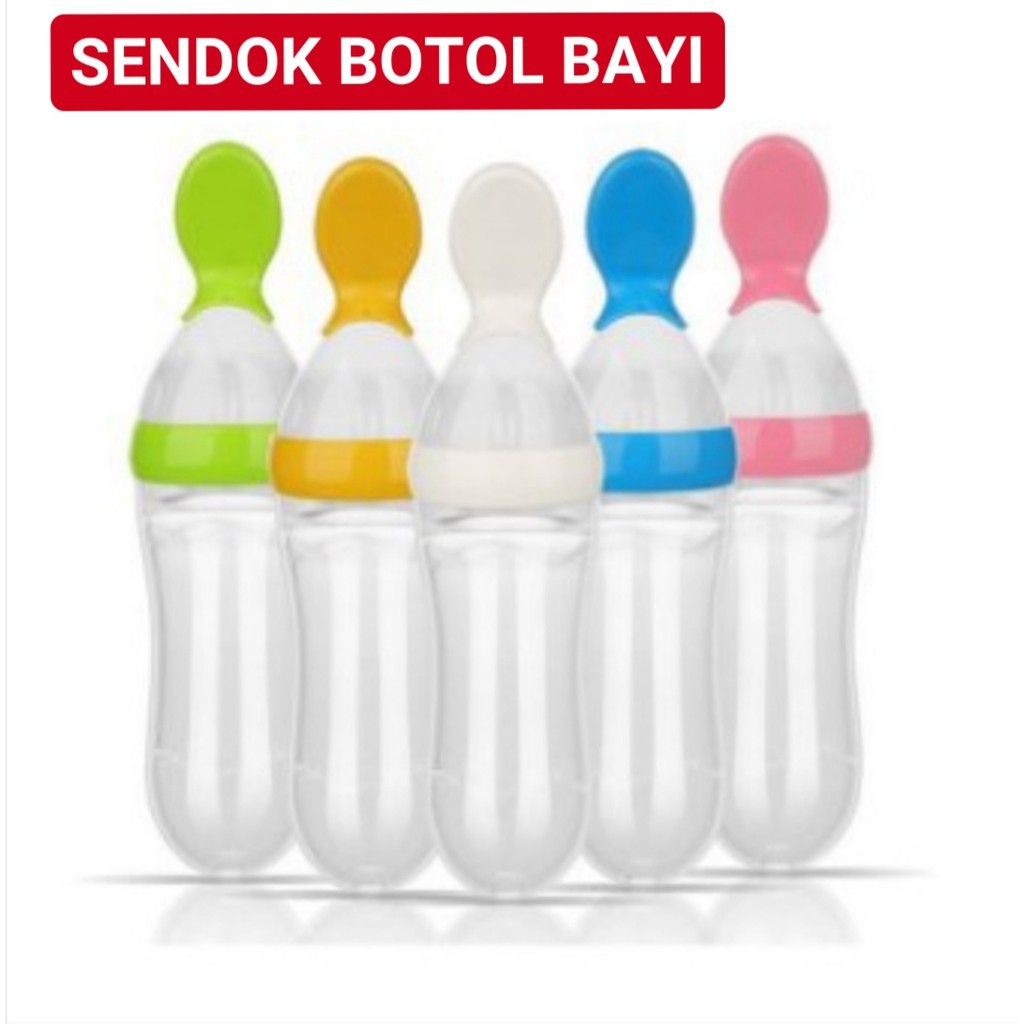 Sendok Makan Bayi Botol Dot SIlikon Praktis Silicone Baby Spoon Dispenser