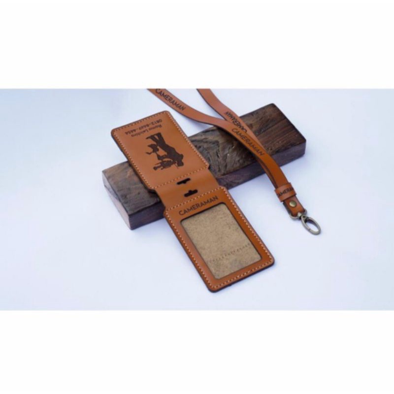 

Id card kulit custom name tag kulit asli MODEL FLIP custom logo perusahaan