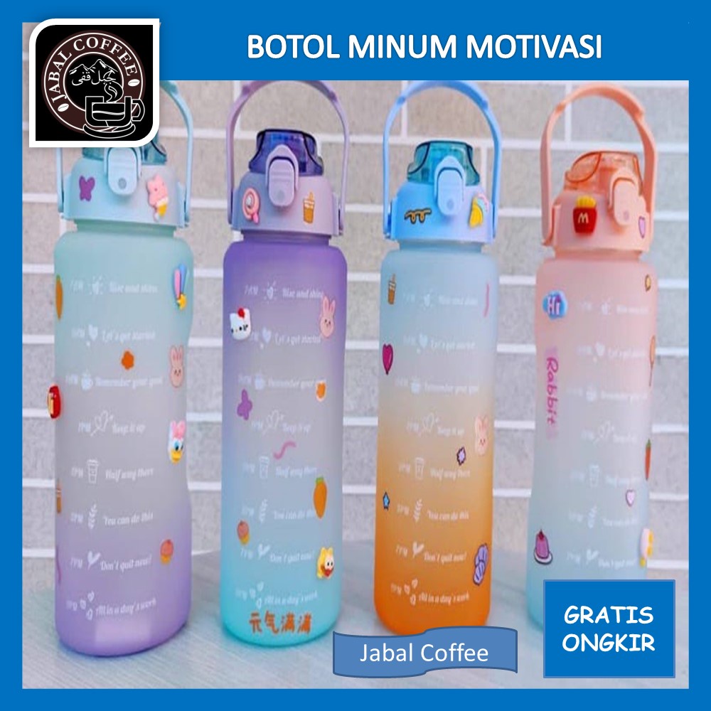 Botol Minum Warna Gnradasi Pelagi / Botol Minum Korea Motivasi / Botol Minum 2 Liter Bonus Stiker 3D