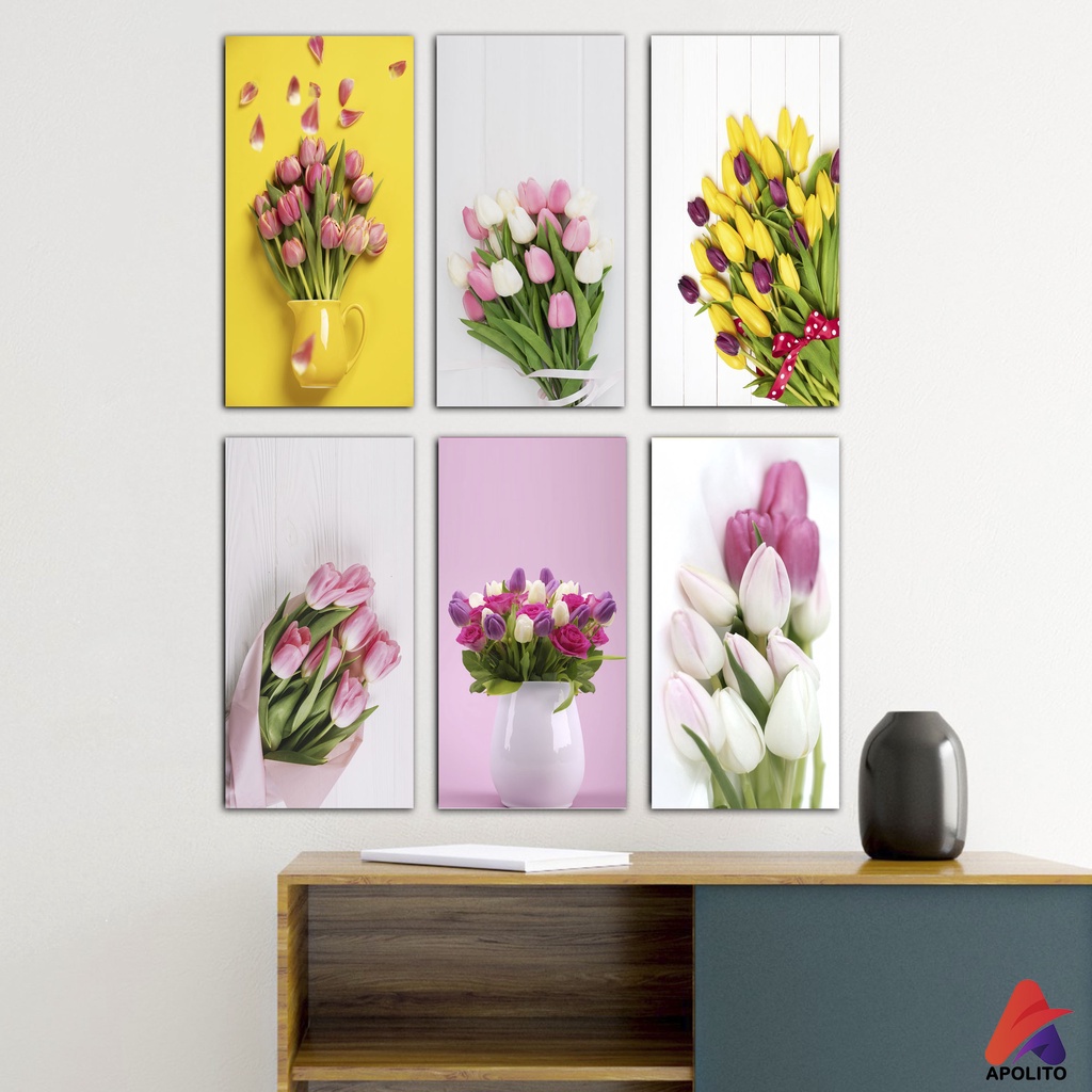 HIASAN DINDING BUNGA WALL DECOR (10x20cm) PAJANGAN KAYU BUNGA POSTER KAYU HIASAN DINDING KAMAR