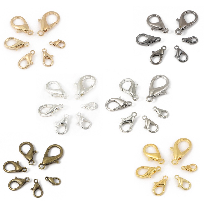 50 Pcs/lot 6 Warna 10/12/14/16/18/21 Mm Logam Lobster Gesper Hook End Konektor untuk Membuat Perhiasan