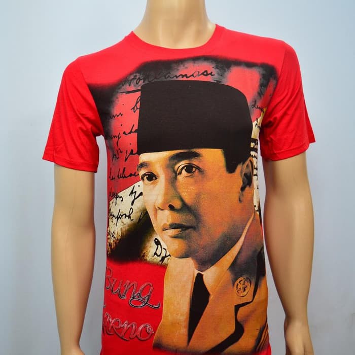 KAOS TSHIRT BAJU PRIA CINTA INDONESIA SOEKARNO RED 3D PAKAIAN PRIA