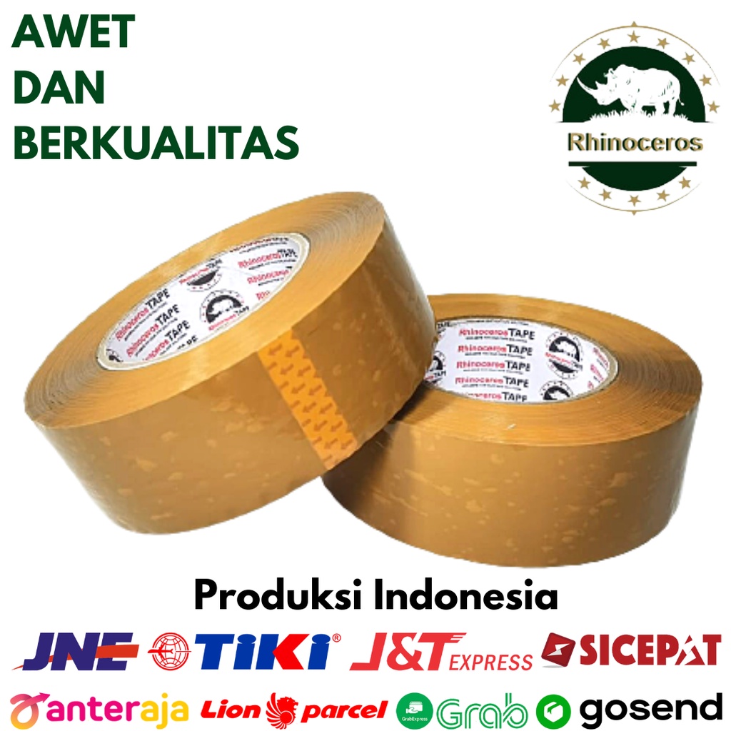 Lakban Bening/Coklat RHINOCEROS Tape Clear 2inci 45mm x 300 Yard