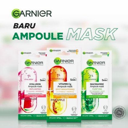 Garnier Ampoule Mask 15gr | Sheet Mask Hyaluron Niacinamide Vitamin C