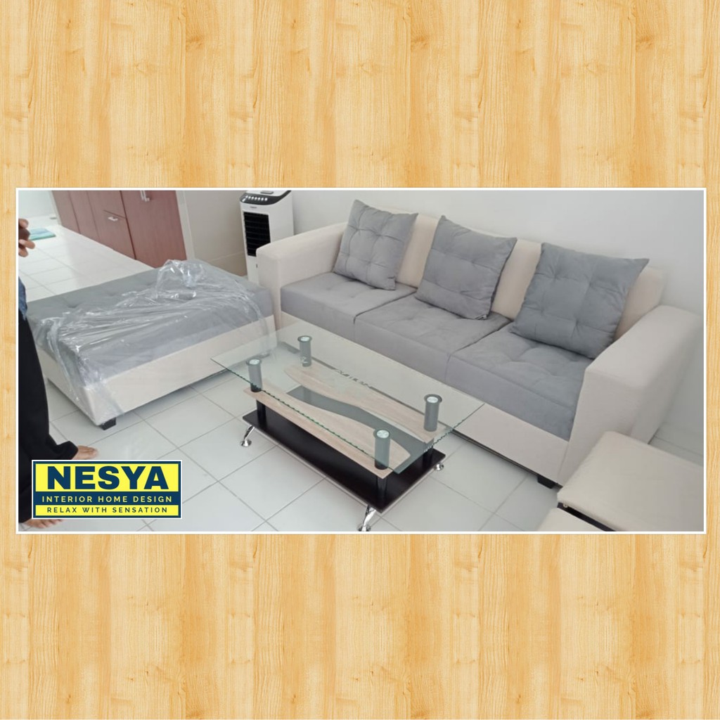 SOFA NESYA L MINIMALIS  3 SEAT PLUS 1 KURSI  PUFF JUMBO 