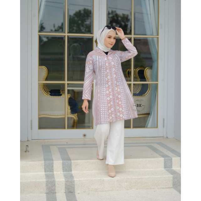 TUNIK BATIK WANITA MODERN SOFTCOLOR TERATAI || ATASAN WANITA || M-L-XL-XXL-3L