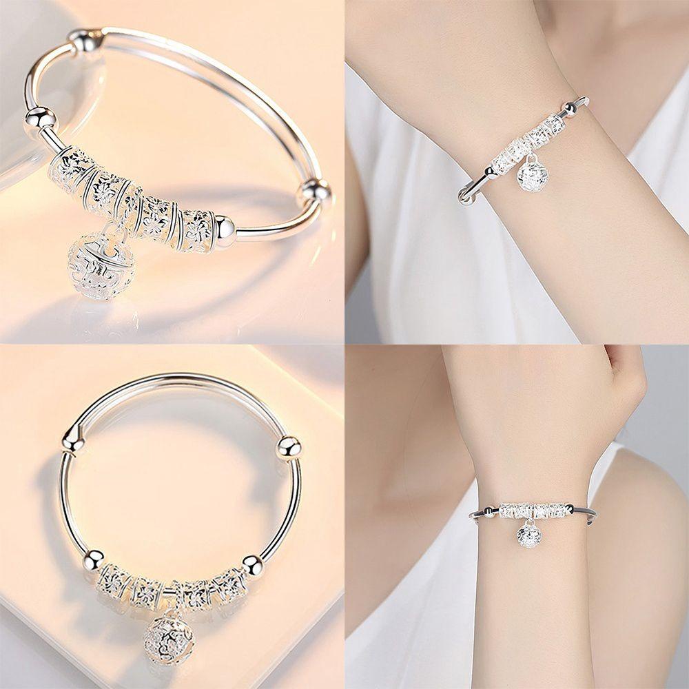 R-flower Silver Plated Gelang Wanita Elegan Charm Bola Lonceng Liontin