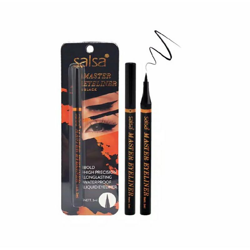 SALSA Master Eyeliner Pen Hitam - Long Lasting Eyeliner Pen