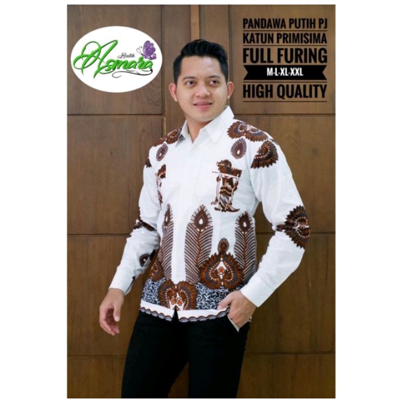 PANDAWA PUTIH kemeja batik pria murah lapis furing | batik pria lengan panjang