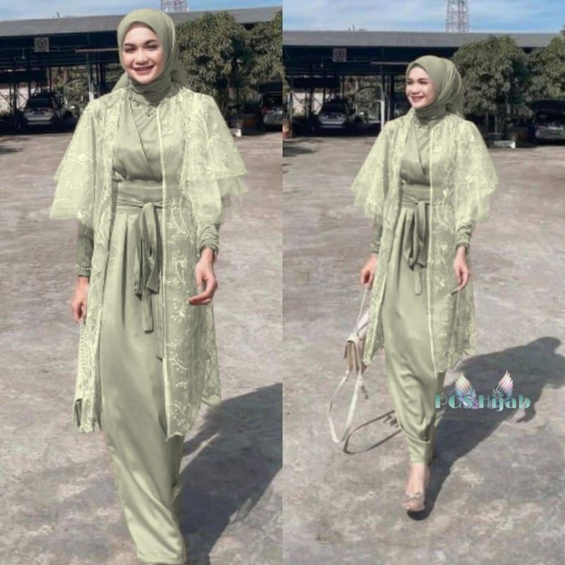 Violin Set Brokat Azalea Lucia Maxy Rayya Gamis Outer Setelan Kondangan Tile Kebaya Kimono Jumbo XXL Ld 120CM Lebaran Terbaru Dress Muslim 2 In 1 Bridesmaid