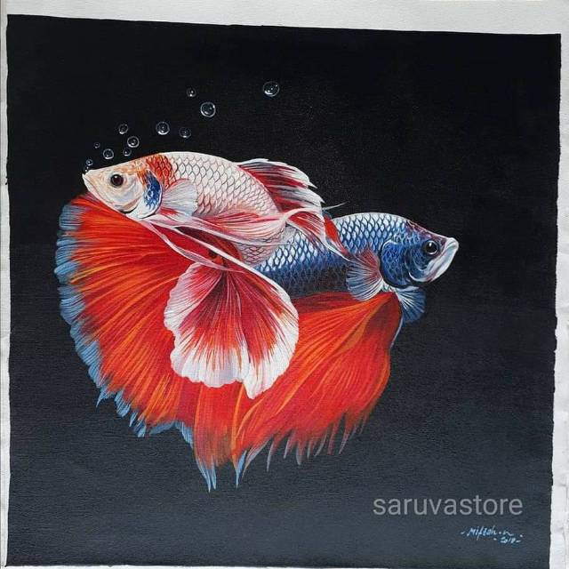 Lukisan Ikan Cupang Uk 50x60cm Shopee Indonesia