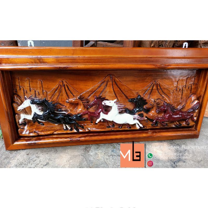 Jual Hiasan Dinding Kayu Jati Relief Kuda Shopee Indonesia