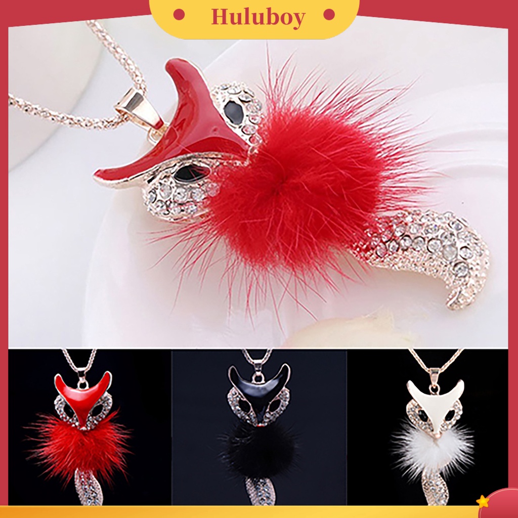 Hu Hu Hu Hu Hu Alat Bantu Pasang Kacamata♡ Kalung Rantai Panjang Liontin Rubah Lucu Hias Berlian Imitasi Untuk Wanita