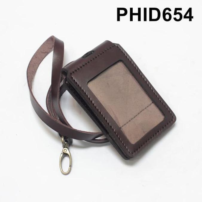 

[[COD]] PHID654 ID card holder model lipat - name tag magnet tali warna coklat STOK TERBATAS Kode 1144