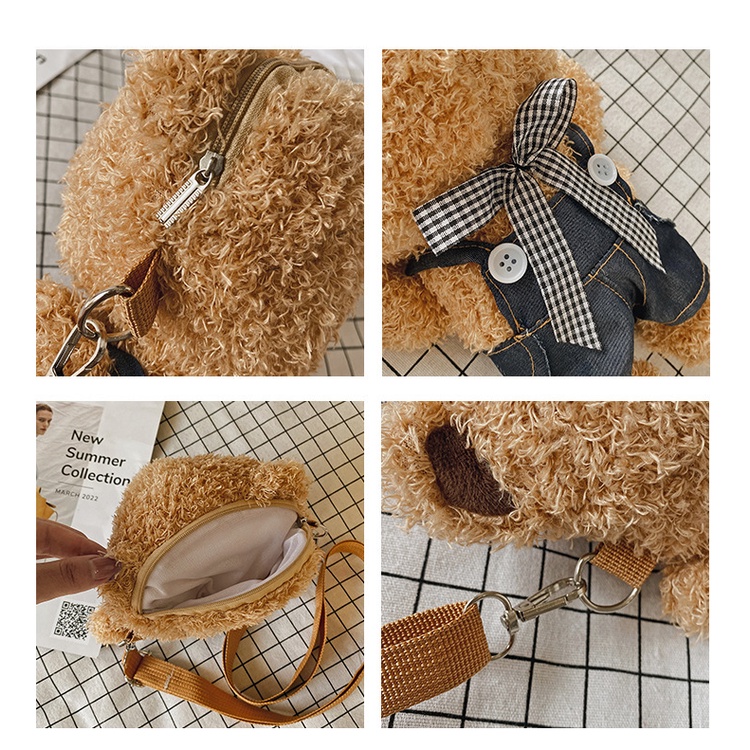 Tas Selempang Beruang/Tas Beruang Bahan Plush Gaya Korea/Tas Boneka Beruang Lucu [READY Jakarta]