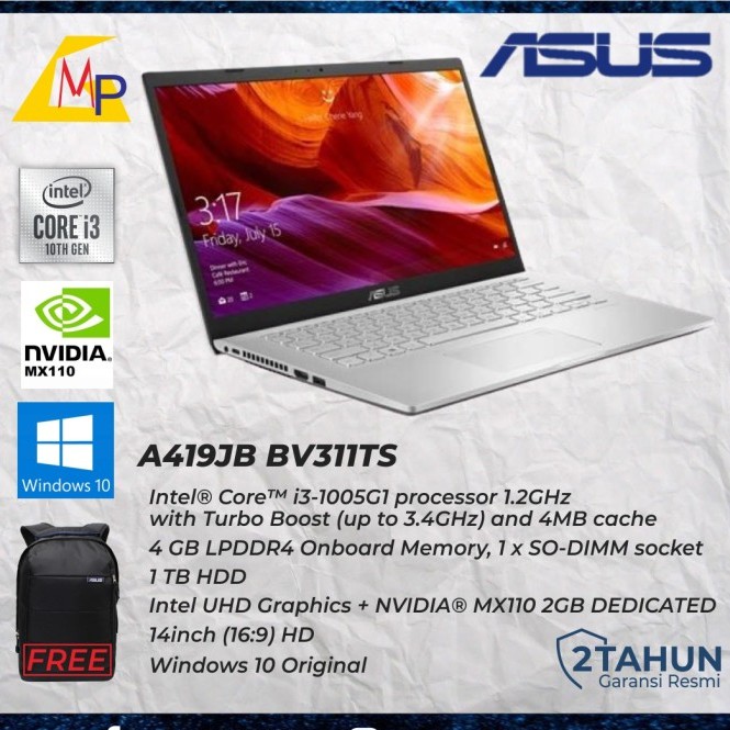 Laptop Asus A416JA-BV311TS Core i3-1005G1 4GB 1TB WIN10+OHS2019 14&quot;HD