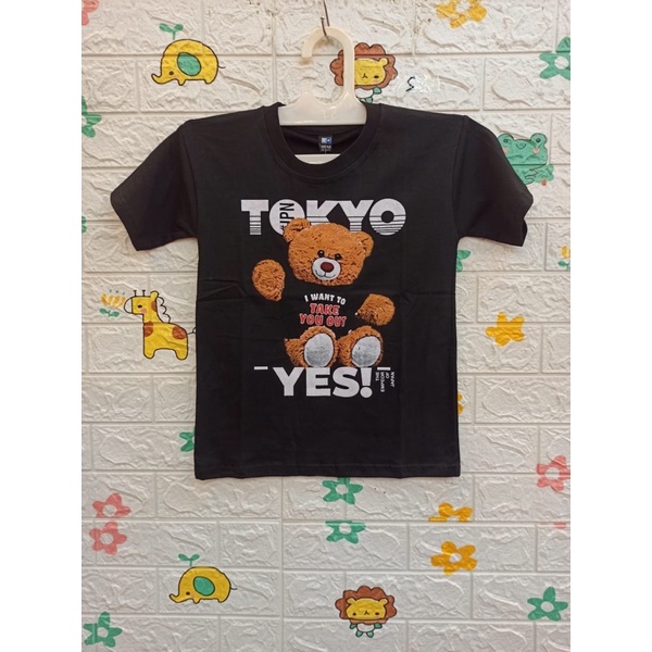 kaos anak motif bear hitam kids