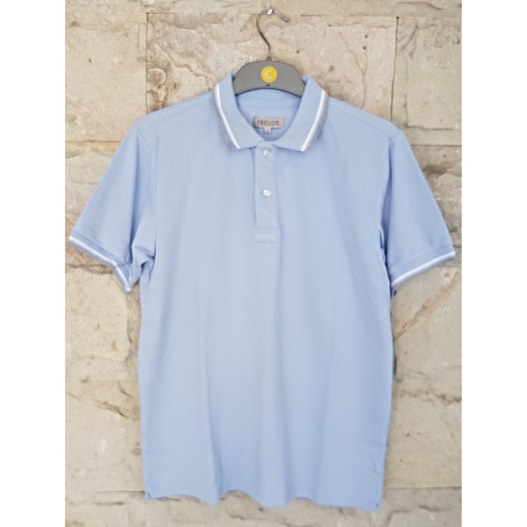  Polo  Shirt Cowok Merk  Freude Biru Muda Baju Polo  Cowok 