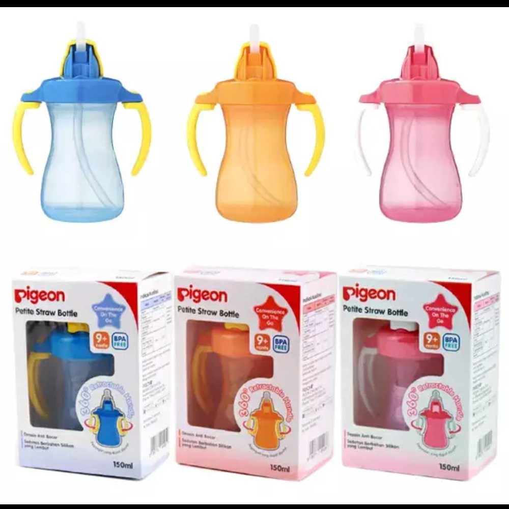 Pigeon Petite Straw Bottle  Pink / Blue / Orange 150ml / 150 ml