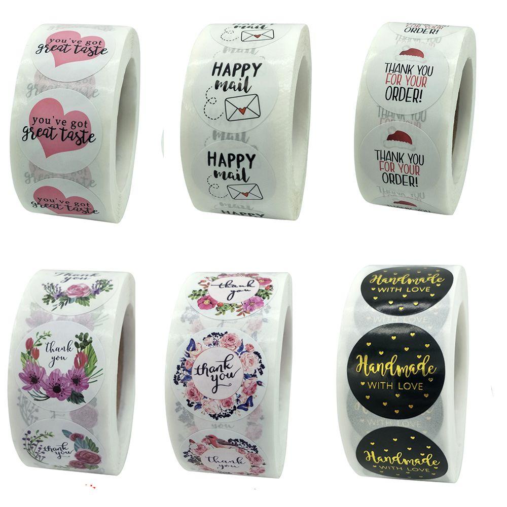 Nanas 500 Pcs Thank You Stiker DIY Kerajinan Dekorasi Pernikahan Happy Mail Sticker roll label Bulat Gift Paper Sticker