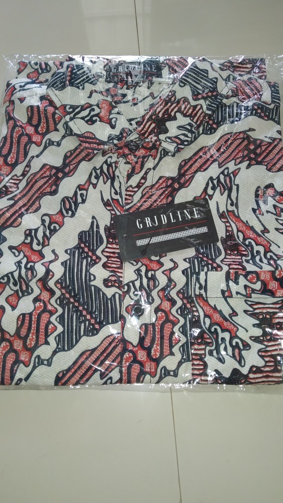 [gridline - R038  R038-b  R038-c ] Kemeja Batik Pria Katun Lengan Pendek Regular