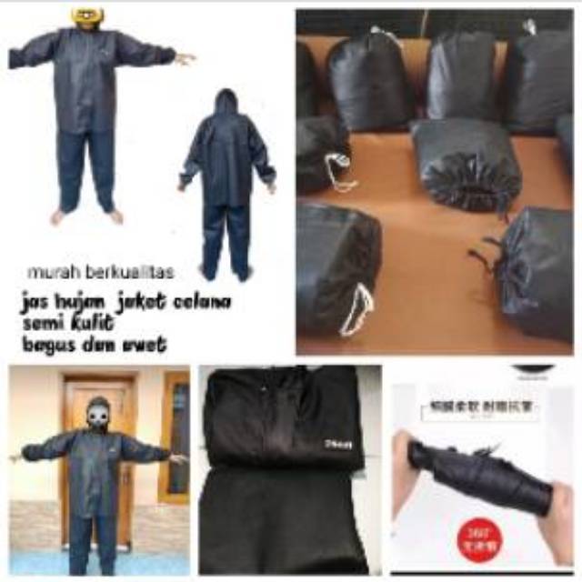 Jas hujan jaket celana kain prasut biway dan semi kulit anti air XL  XXL