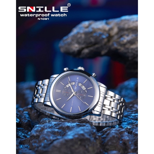 Jam Tangan Pria Rantai Snille Original Jam Rantai Tanggal Aktif Waterproof