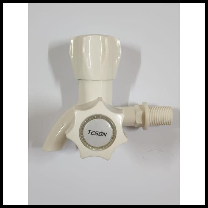 EKSKLUSIF KRAN CABANG PLASTIK PVC 1/2 INCI/KRAN CABANG MAHKOTA/KRAN MEREK TESON - BIRU MUDA