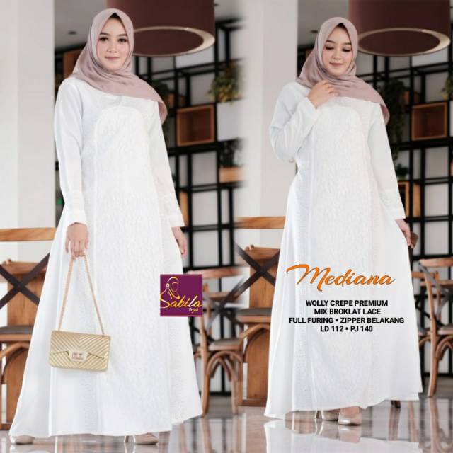 GAMIS PUTIH/WHITE DRESS/BAJU PUTIH/GAMIS LEBARAN/GAMIS UMROH/GAMIS HAJI MEDIANA