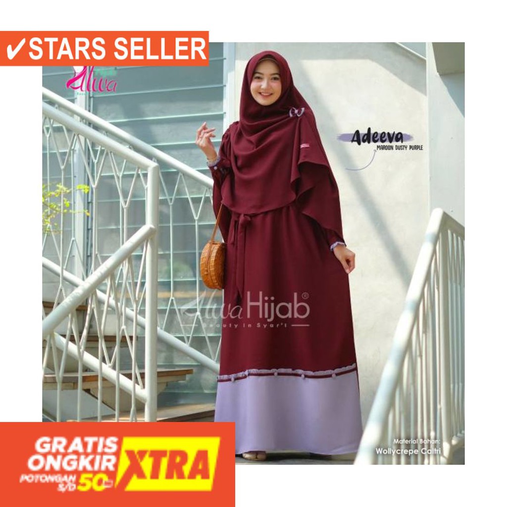 BUSANA MUSLIM PEREMPUAN FASHIONABLE CEWEK CANTIK / ADEEVA SET BY ALWA HIJAB SYAR'I