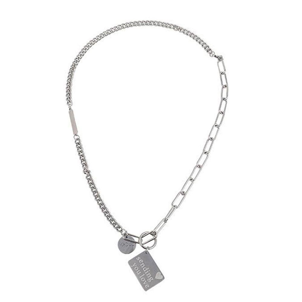 Mxbeauty Pria Kalung Kepribadian Keren Wanita Hip Pop Patchwork Rantai Baja Titanium Punk Choker