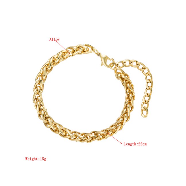 LRC Gelang Tangan Fashion Silver Color Alloy Gold-plated Thin Chain P50124