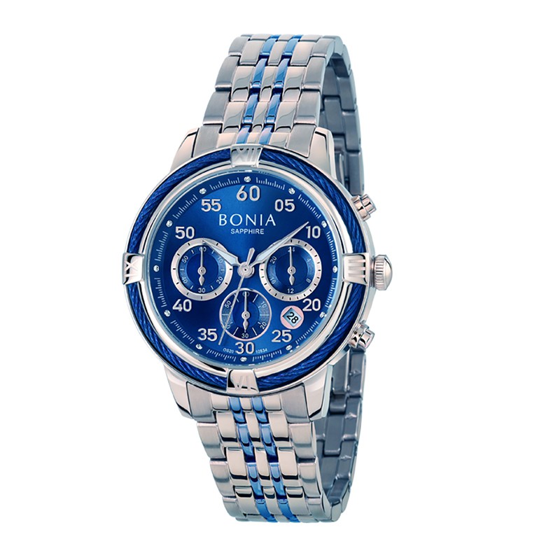Jam Tangan Wanita Bonia Elegance Blue Dial Stainless Steel Analog BP10534-2185CBL Original