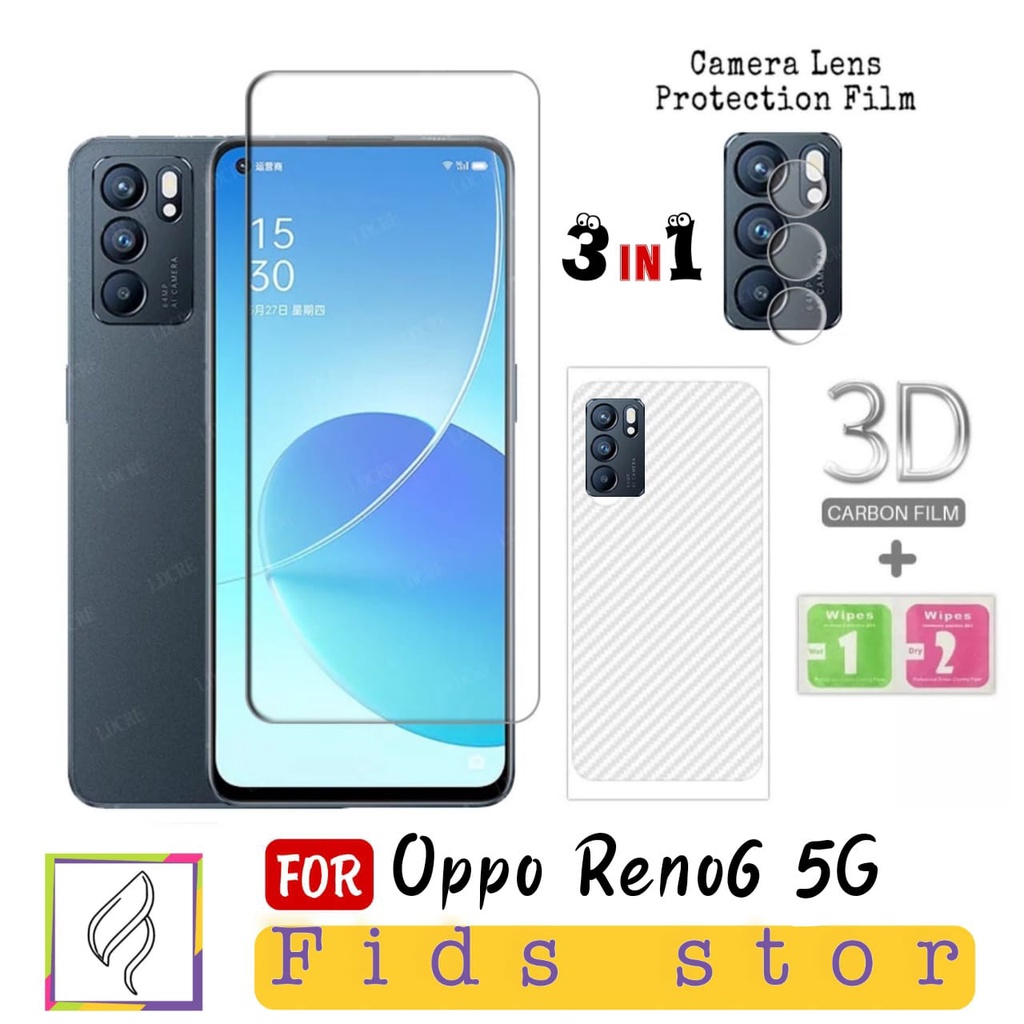 PROMO 3in1 Tempered Glass Kaca Baning OPPO Reno6 5G Free Anti Gores CAMERA &amp; GARSKIN Reno 6 5G