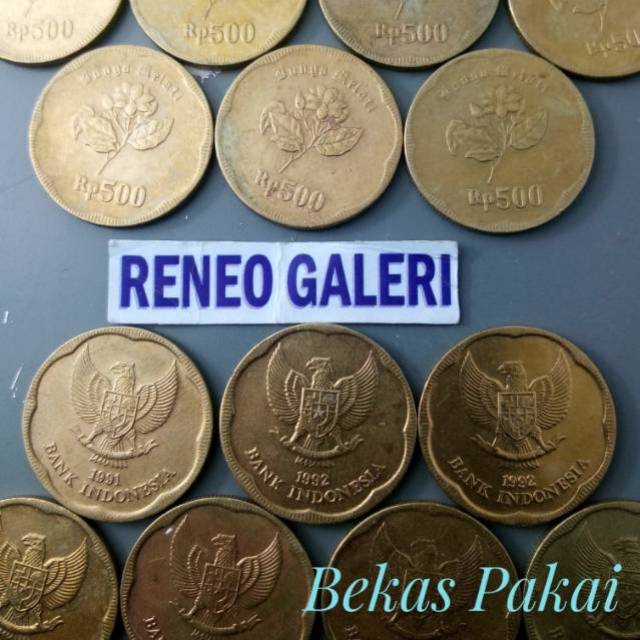 Rp 500 rupiah tahun 1991 - 1992 bunga melati besar uang koin kuno Duit lawas logam jadul mahar 21