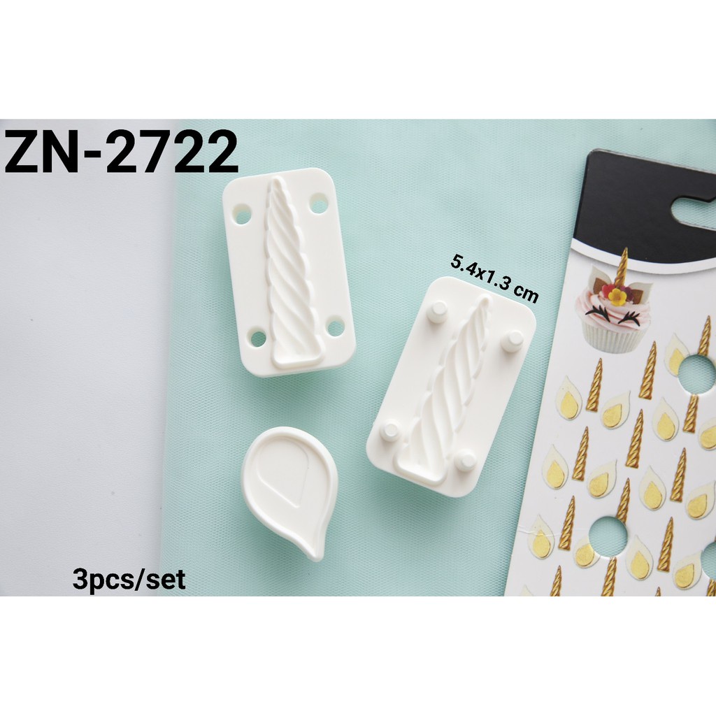 ZN-2722 CUTTER EMBOSSERCETAKAN FONDANT GUMPASTE TANDUK UNICORN CAKE